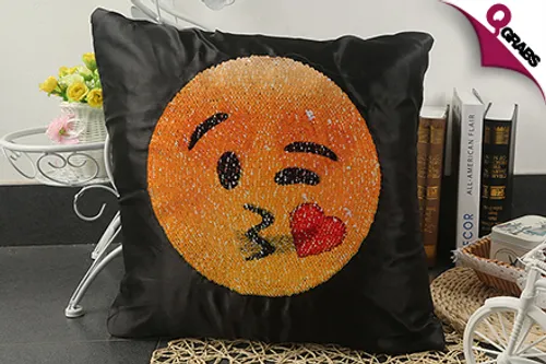From QR35 Bring some Emotions to Your Cushions with a Dual Sequin Emoji Cushion Cover! (Up to QR158 Value)